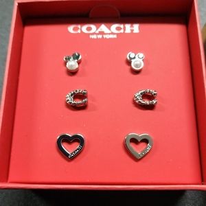 Coach 3PC Womens Earrings Set | Color: Silver